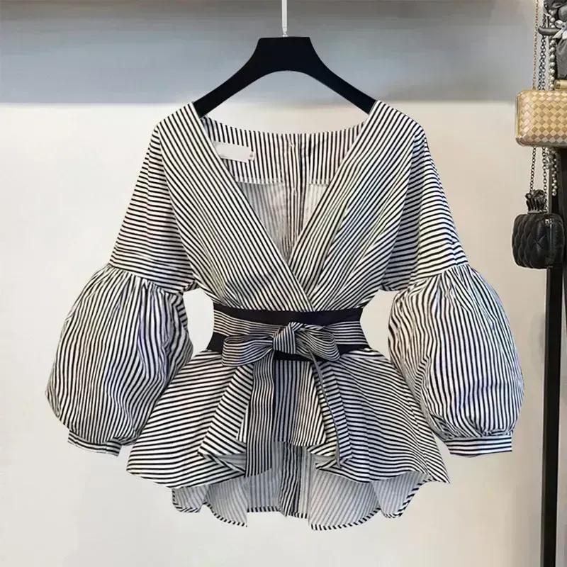 Camisa elegante de gasa con cu - Korean Lifestyle reseña y precio