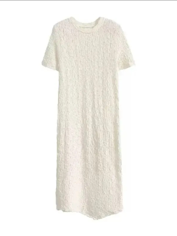 Vestido midi plisado de manga  - Korean Lifestyle reseña y precio